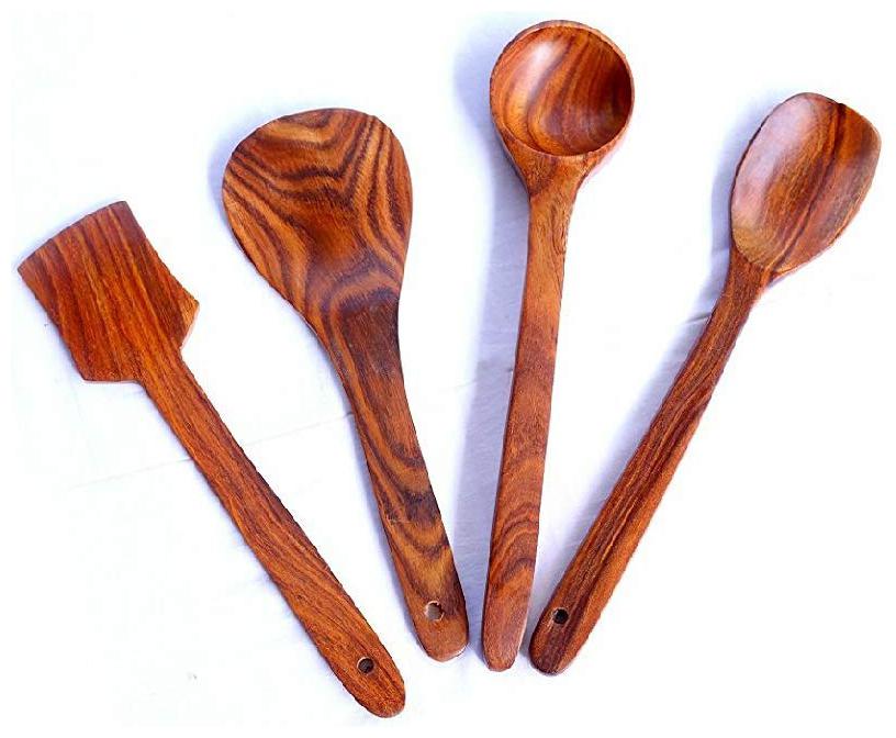 

CraftShoppee Handmade Wooden Serving and Cooking Spoon Kitchen Tools(4 Spoons)