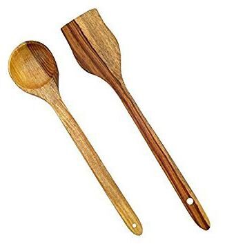 

CraftShoppee wooden Kitchen Cooking and Serving Spoons Natural Brown (Style 3) Set of 2