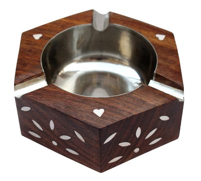 

CraftShoppee wooden Ashtray for table handmade ashtrey with cigerette holder gift item for smokers