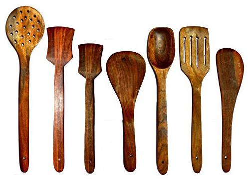 

CraftShoppee Wooden Serving and Cooking Spoon Kitchen Utensil Set of 7