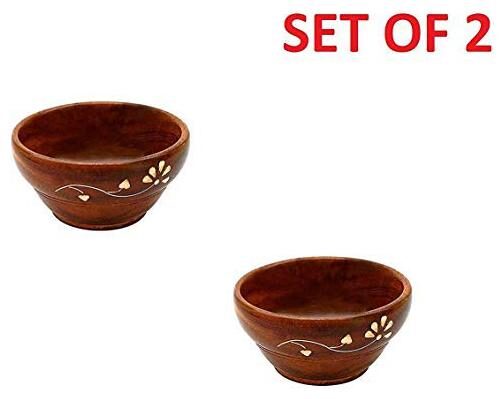 

Craftshoppee Wooden Bowl Serving Bowl Soup Bowl Sugar Bowl(Set of 2)
