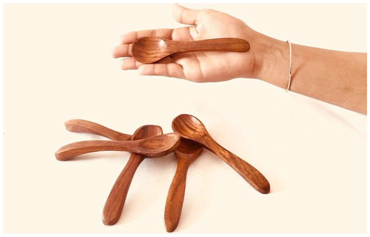 

CraftShoppee Wooden Masala Spoon (Set of 6) Compact for Salt Pickle Turmeric Spices