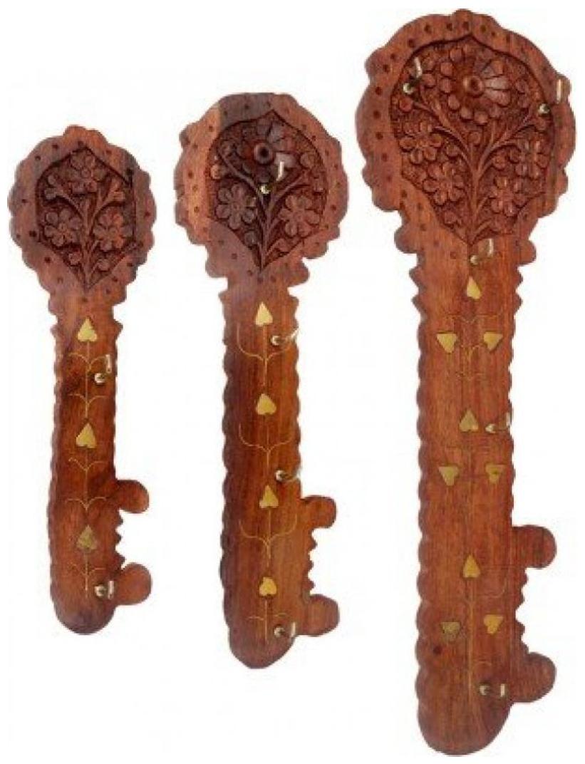 

CraftShoppee SHEESHAM Handmade Wooden Key Hanger Holder Wall D cor Gift Item