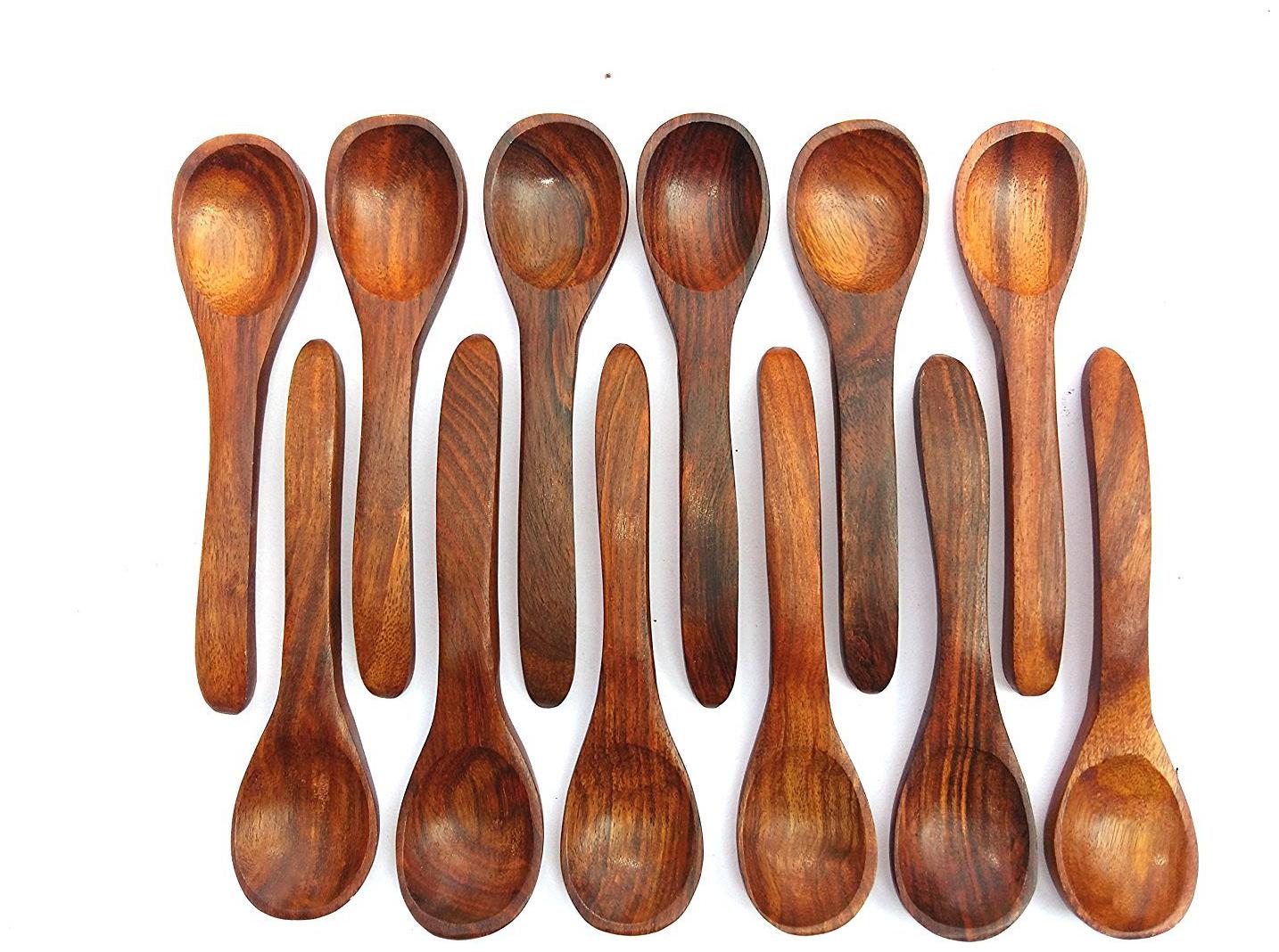 

CraftShoppee Elegant Set Of 5 5 Small (Spice Tea) Wooden Spoon Set Of 12
