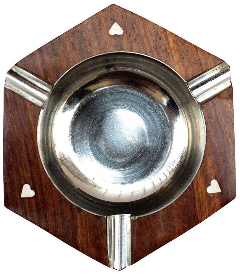 

CraftShoppee handcraft wooden Ashtray for table handmade ashtrey with cigerette holder gift item for smokers