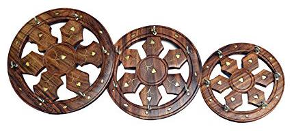 

CraftShoppee Wooden Wheel Shape Key Holder with 5 Hook Key Stand for Wall Hanging