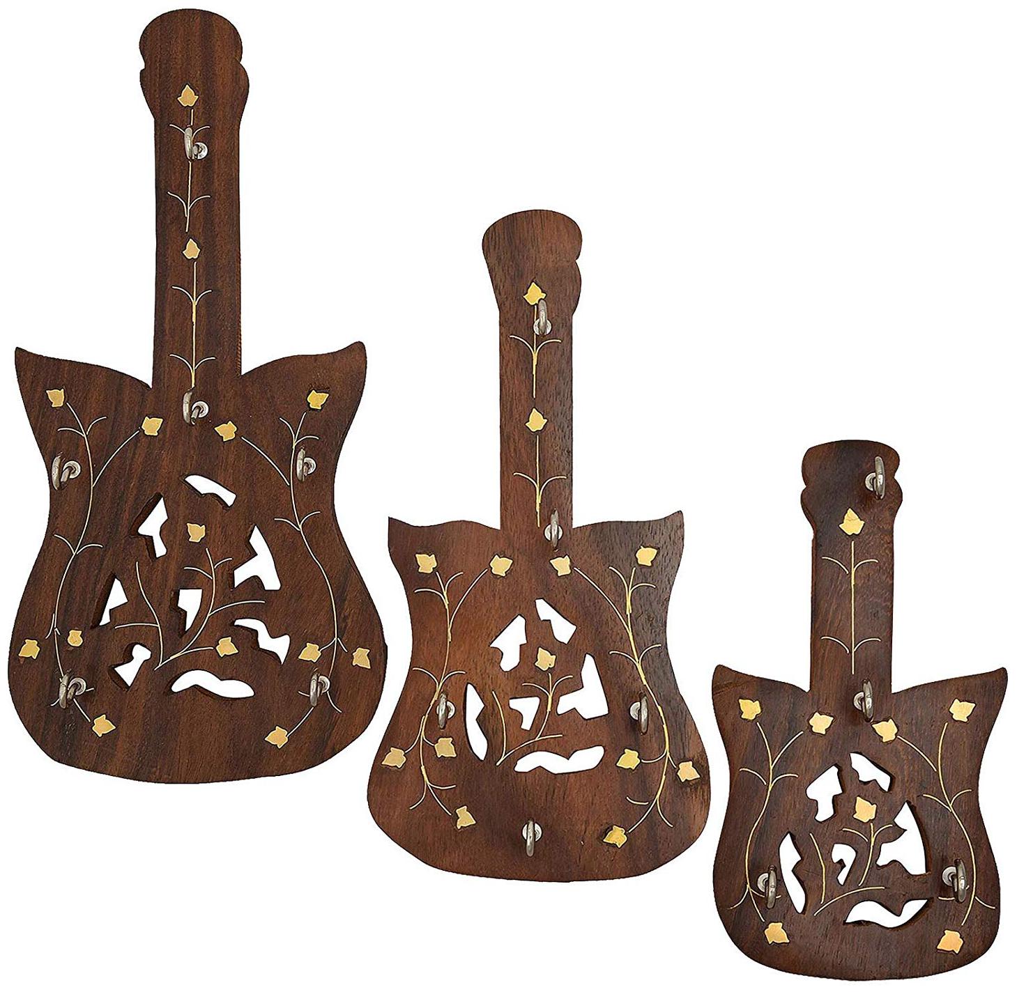 

CraftShoppee Wooden Guitar Shape Key Holder with 5 Hook Key Stand for Wall Hanging