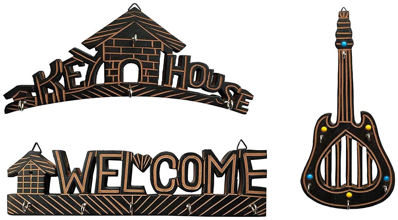 

CraftShoppee Wooden Key Hanger for Walls (Brown)