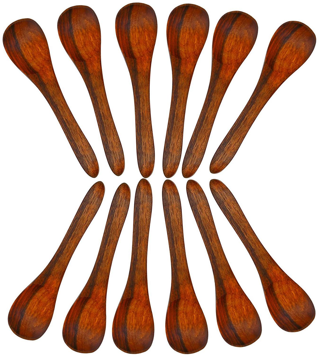 

CraftShoppee Masala Spoon Set of 12 for Small Containers Table Spoon Size Handmade Wooden Spoon for Tea