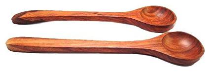 

CraftShoppee Handmade Wooden Kitchen Cooking and Serving Spoons Natural Brown (Style 3) Set of 2