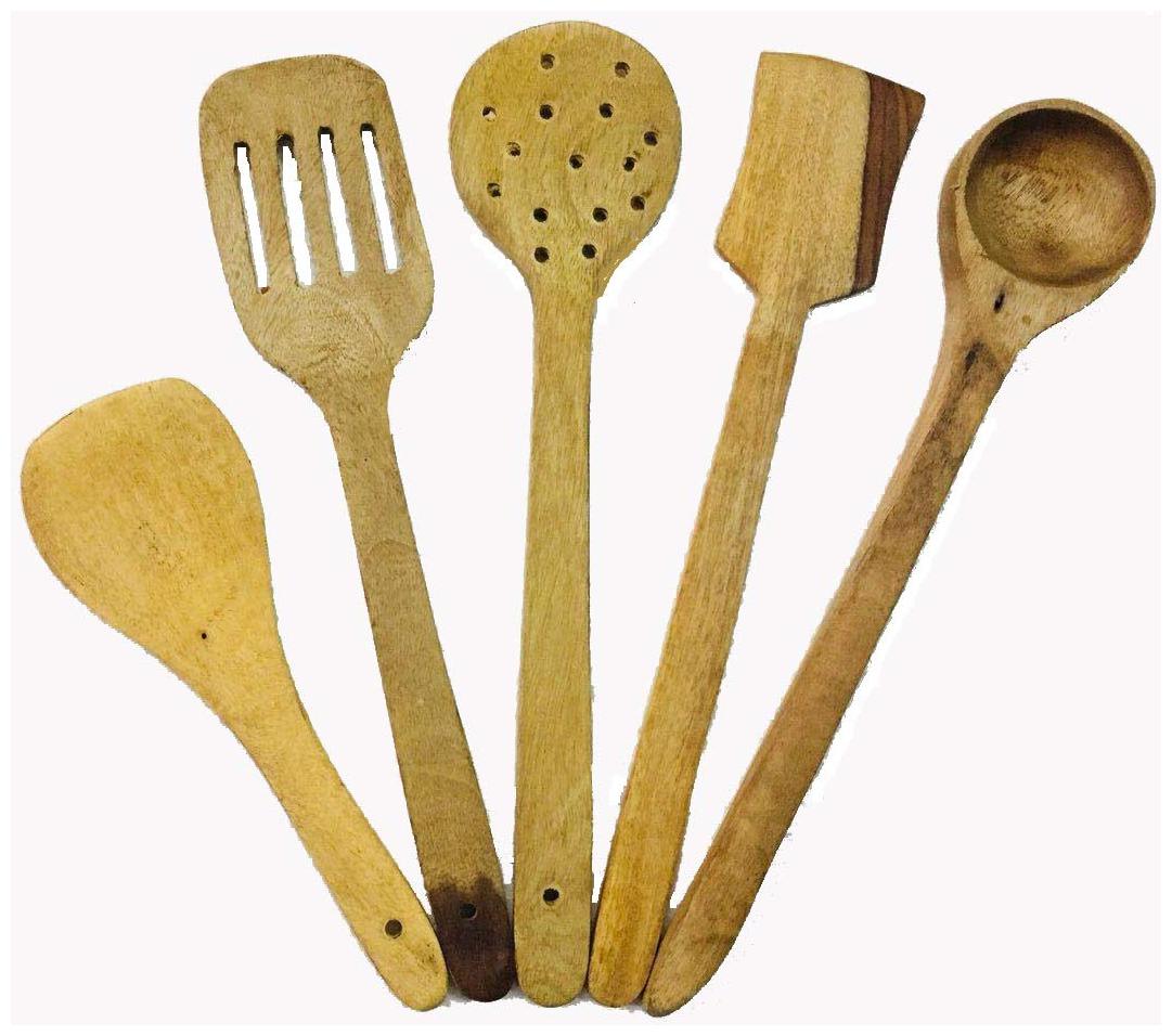 

CraftShoppee Wooden Serving and Cooking Spoon Kitchen Tools(5 Spoons)