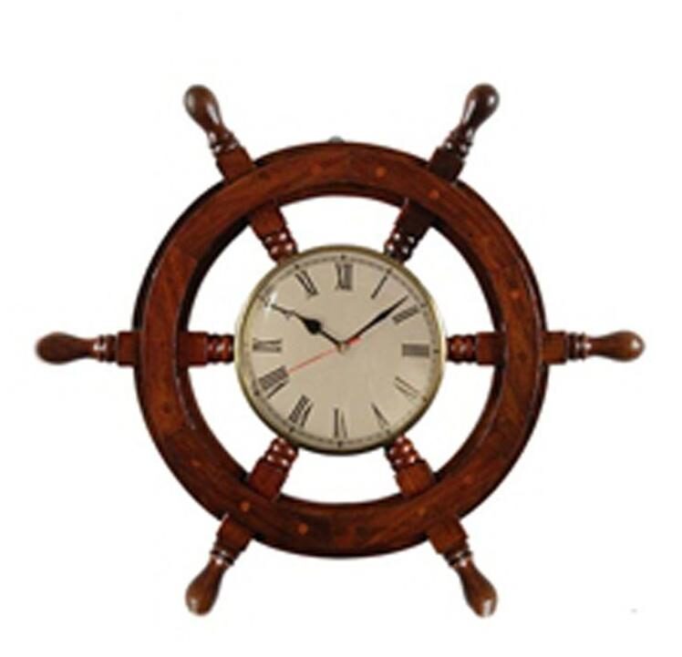 

CraftShoppee Circular Analog Wall Clock - 5 5 Wooden Wheel Shape