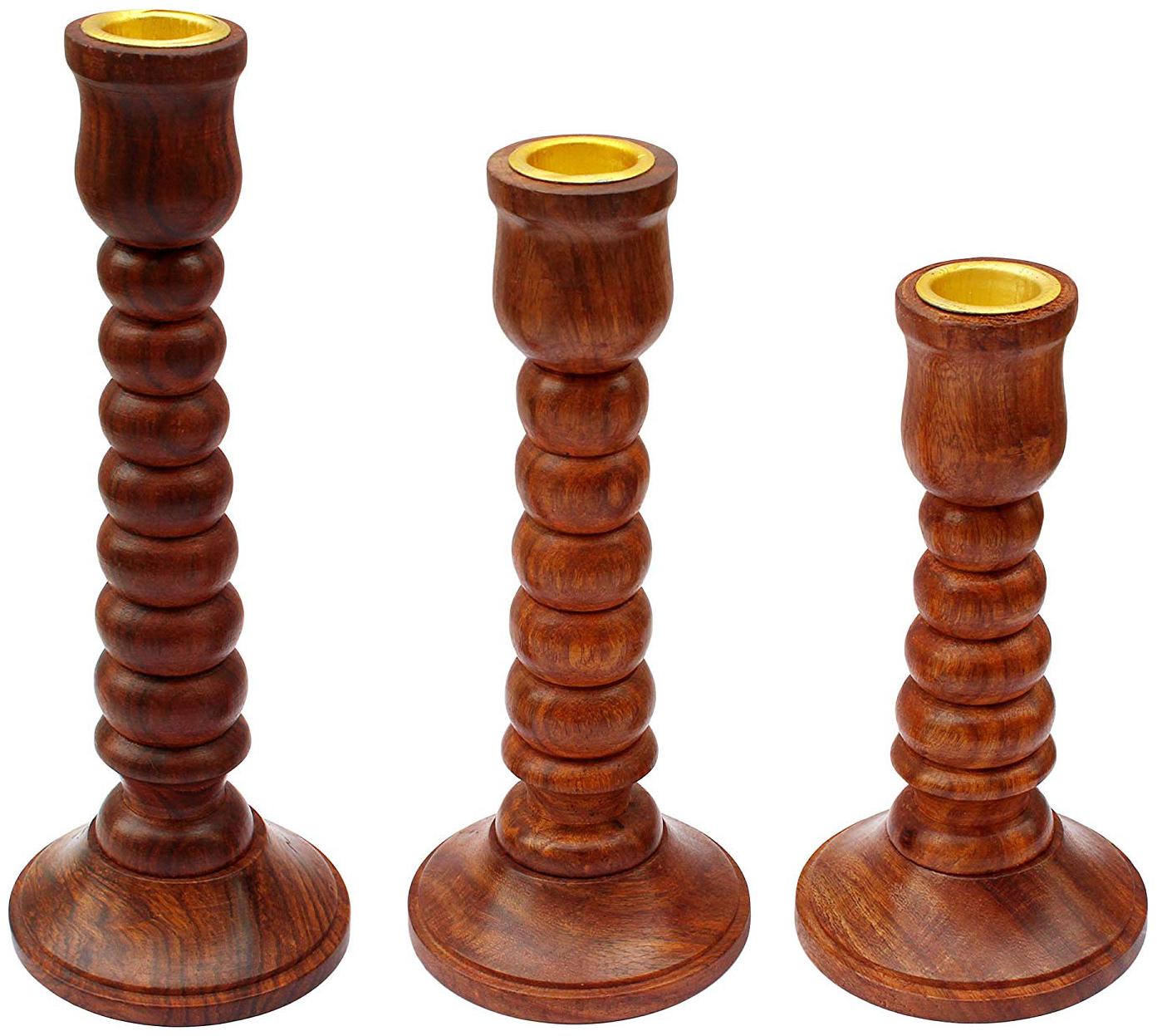 

CraftShoppee Wooden Candle Holder Stand for Home D cor Decorative Tealight Gifts Item Set of 3