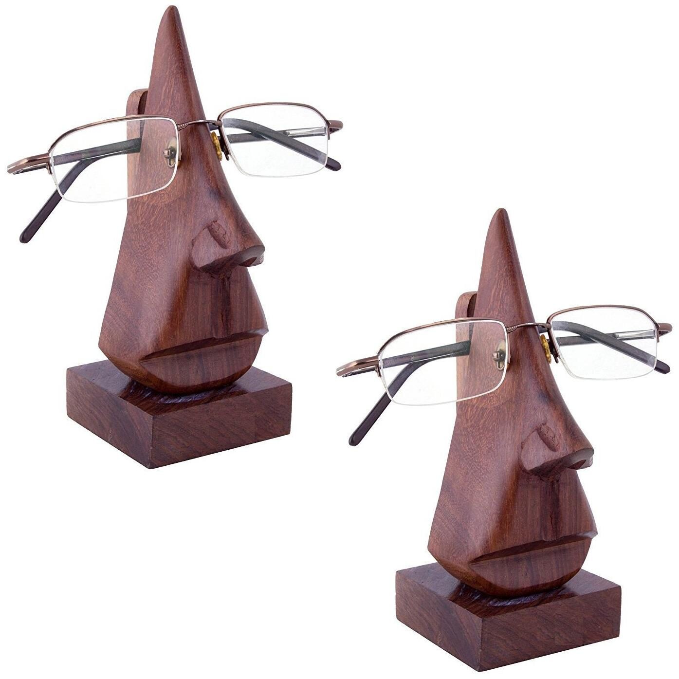 

CraftShoppee Wooden Nose Shaped Spectacle Specs Eyeglass Holder Stand(Set of 2)