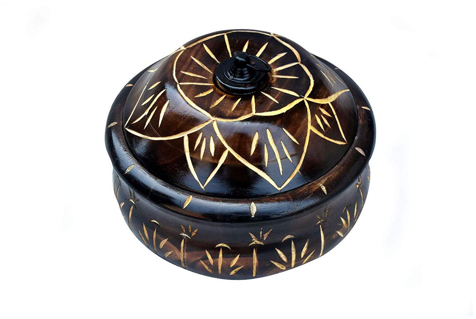 

CraftShoppee Hand Carved Wooden Chapati Roti Box