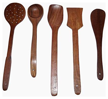 

CraftShoppee handmade Wooden Cooking Spoon (12 5-inch Brown) -Set of 5