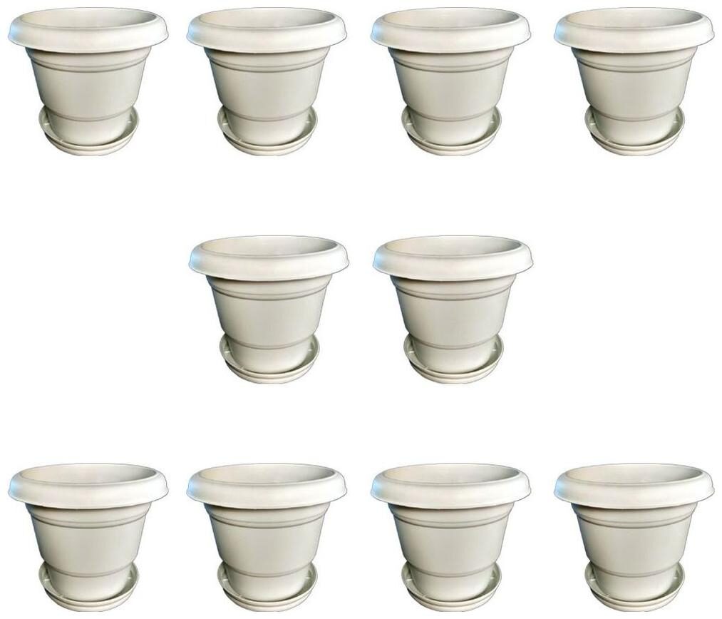 

Crete 25 4 cm (10 inch) Virgin Plastic Planter With Plate- Set of 10