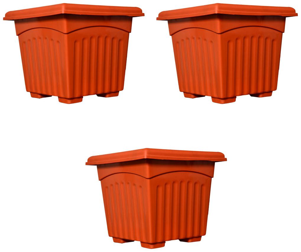 

Crete Plastic Rust Flower Pot Planter ( Set Of 3 pcs )