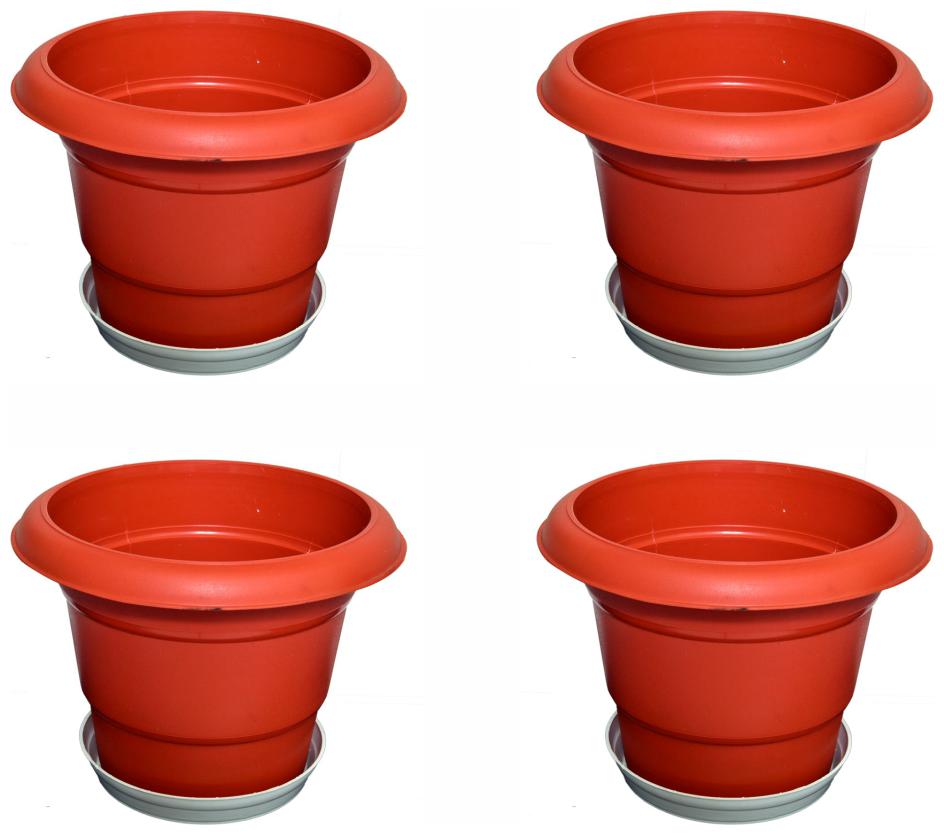 

Crete Pvc Rust White Flower Pot Planter ( Set Of 4 pcs )