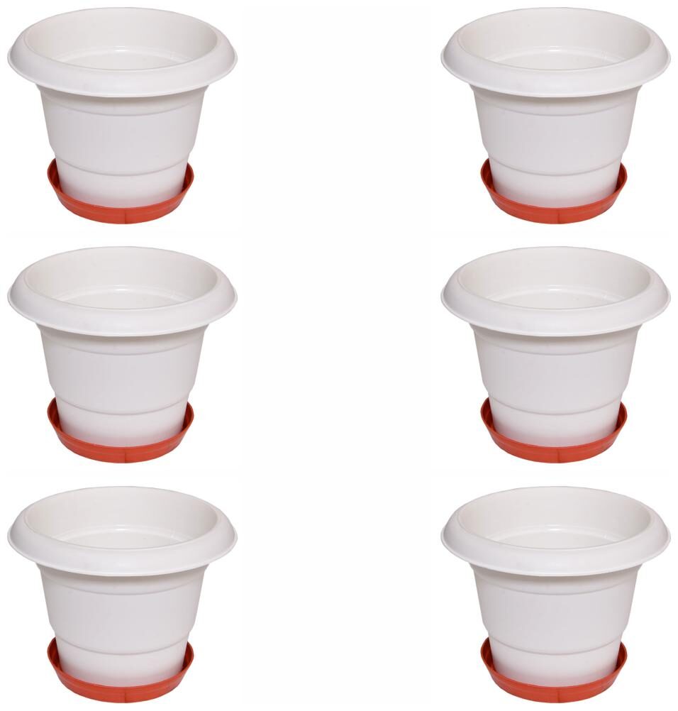 

Crete Virgin Plastic White Rust Planter ( Set Of 6 pcs )