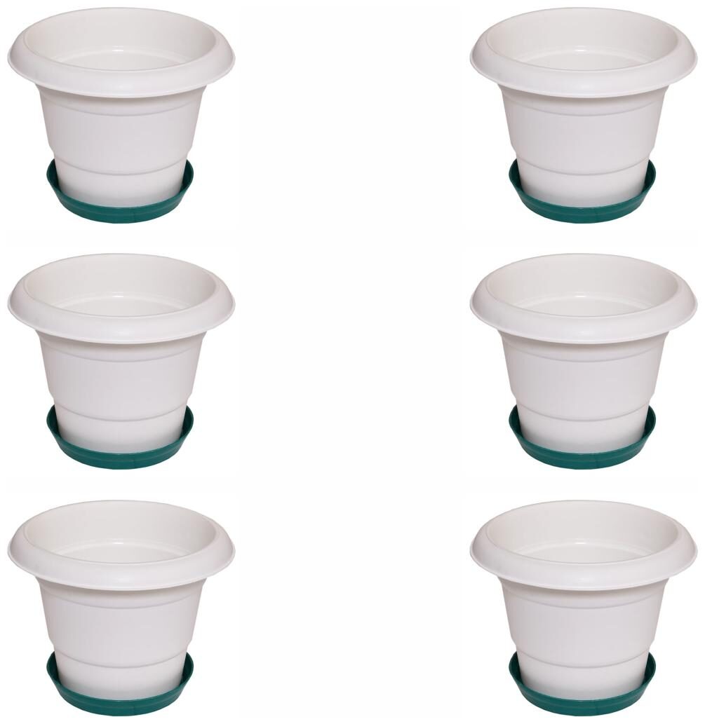 

Crete Virgin Plastic White Green Planter ( Set Of 6 pcs )
