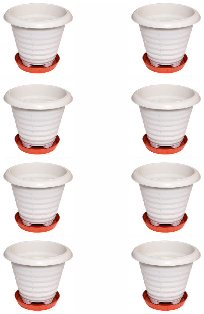 

Crete Virgin Plastic White Rust Flower Pot Plate ( Set Of 8 pcs )