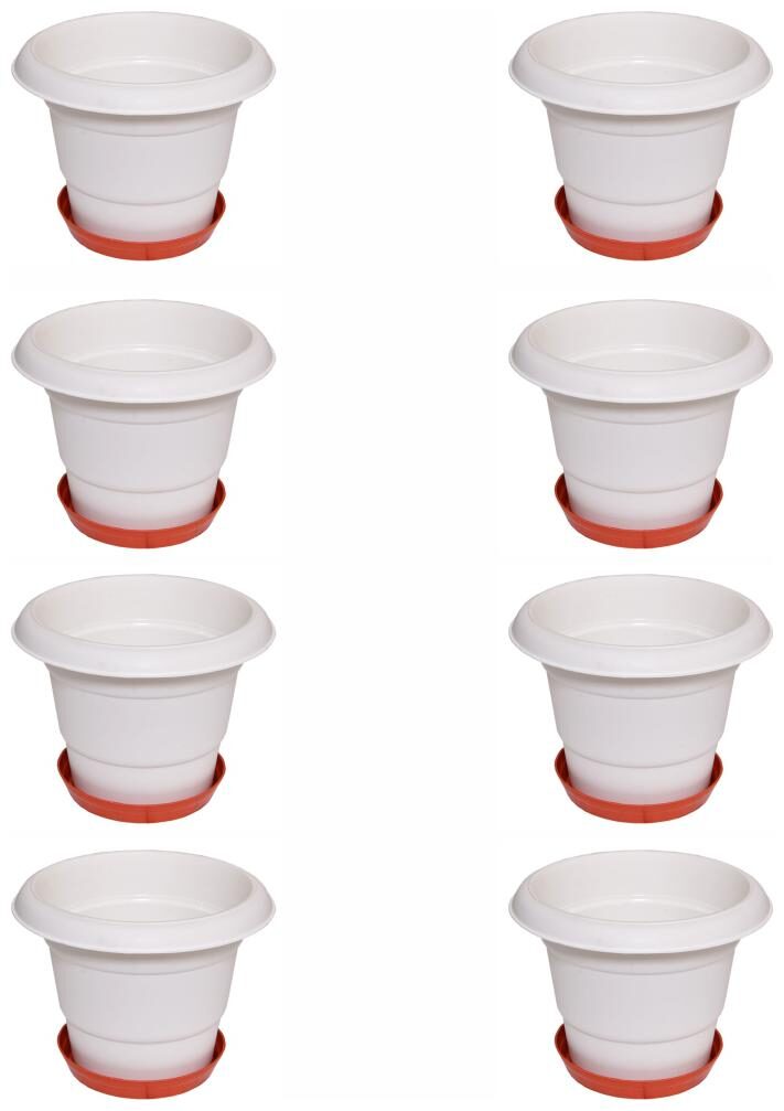 

Crete Virgin Plastic White Rust Planter ( Set Of 8 pcs )
