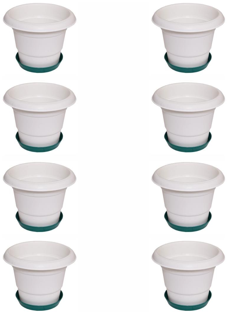 

Crete Virgin Plastic White Green Planter ( Set Of 8 pcs )