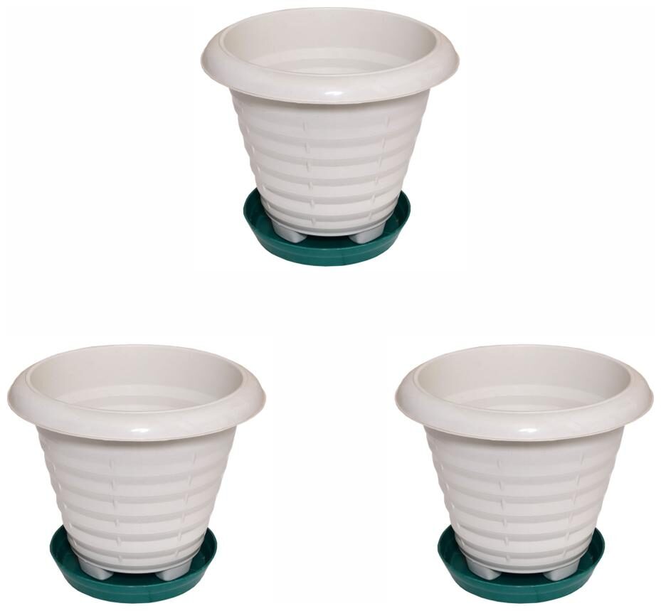 

Crete Virgin Plastic White Planter With Plate ( Set Of 3 pcs )