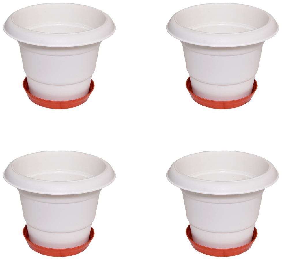

Crete Virgin Plastic White Rust Planter ( Set Of 4 pcs )