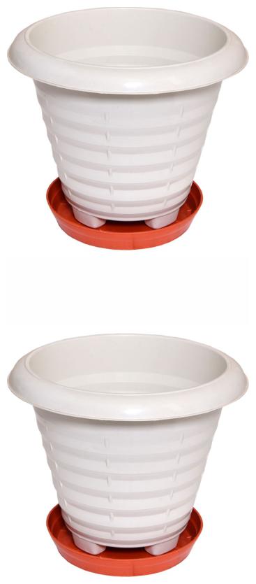 

Crete Virgin Plastic White Flower Pot Plate ( Set Of 2 pcs )