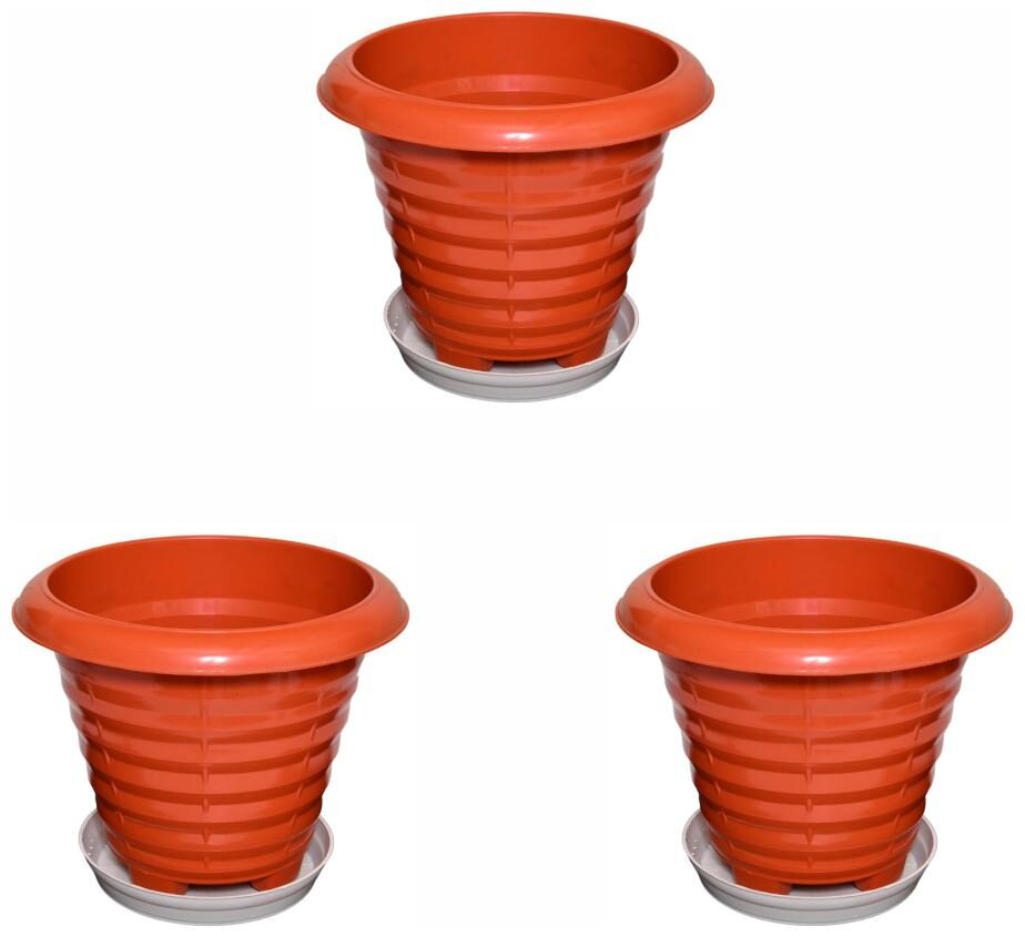

Crete Virgin Plastic Rust Planter Plate ( Set Of 3 pcs )
