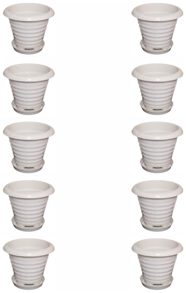 

Crete Virgin Plastic White Pot With Plate ( Set Of 10 pcs )