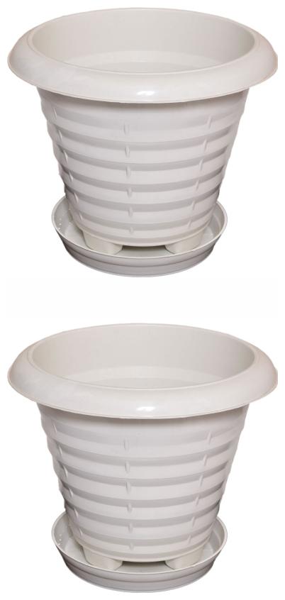 

Crete Virgin Plastic White Pot With Plate ( Set Of 2 pcs )