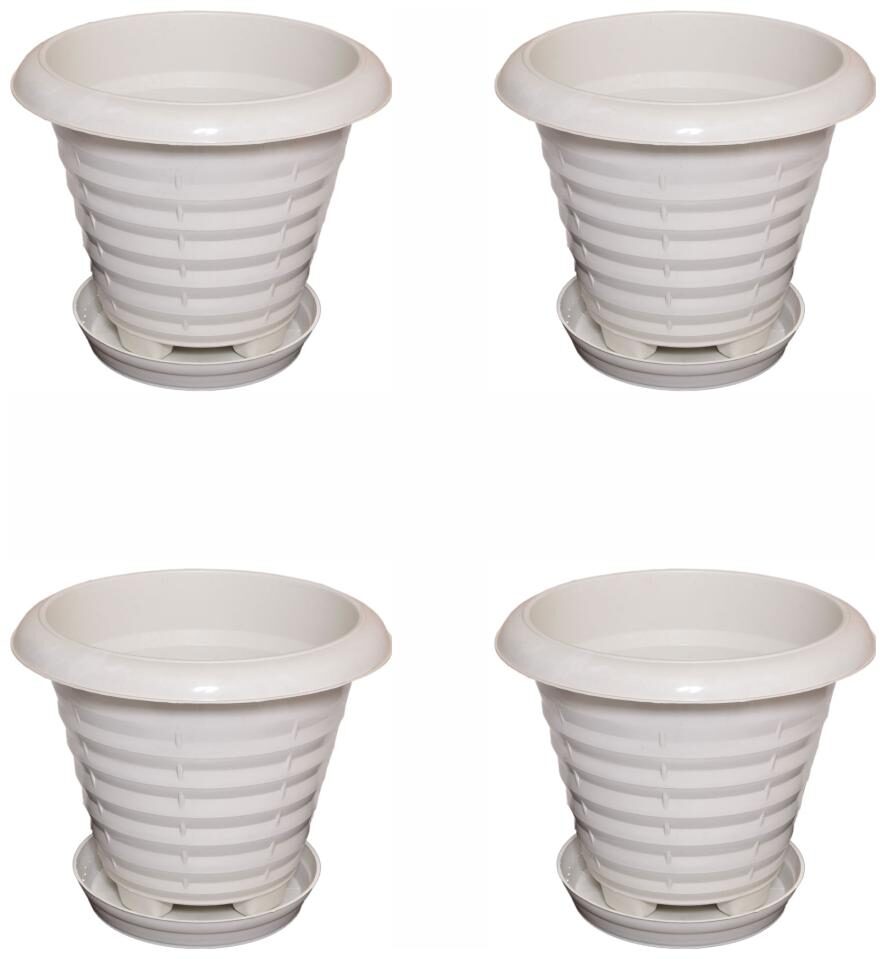 

Crete Virgin Plastic White Pot With Plate ( Set Of 4 pcs )