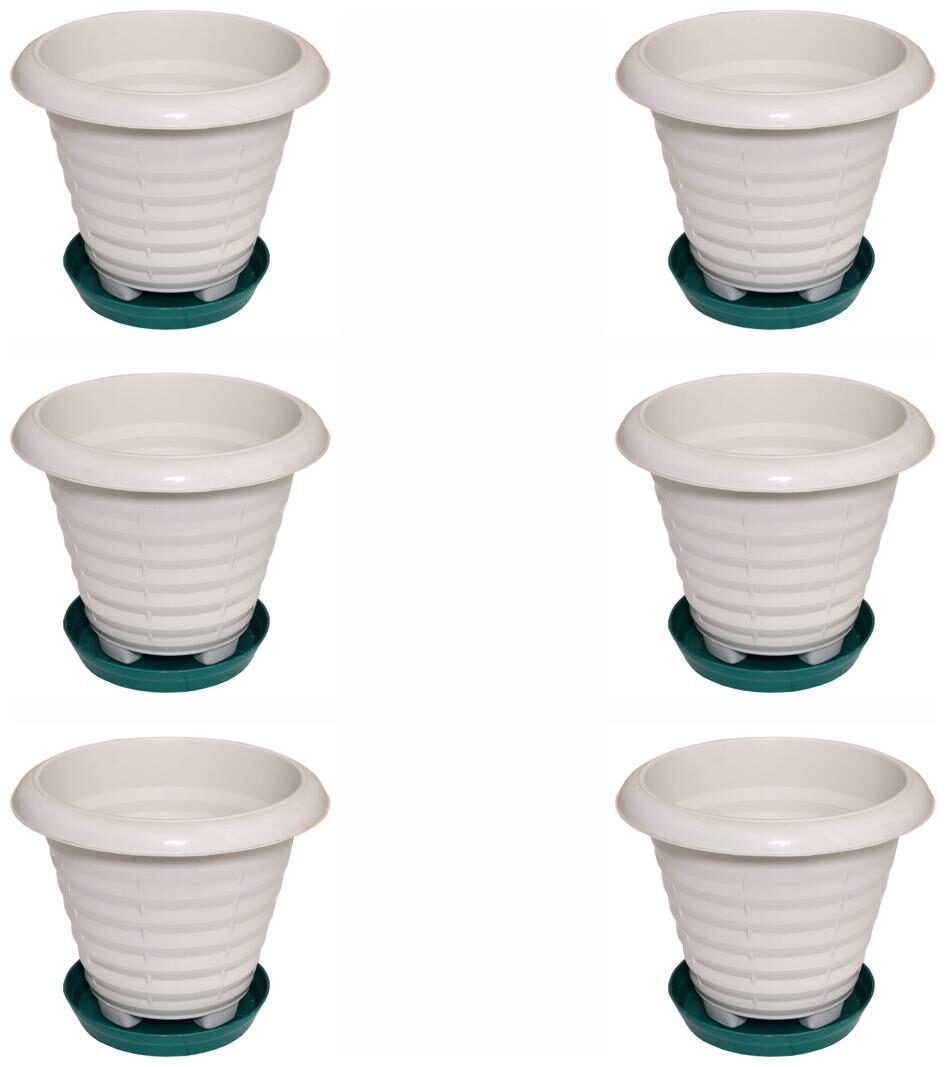 

Crete Virgin Plastic White Planter With Plate ( Set Of 6 pcs )