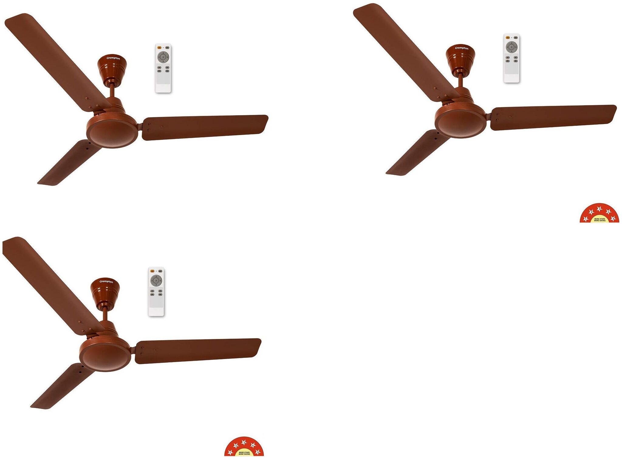 

Crompton Energion HS 1200mm High Speed BLDC Ceiling Fan with Remote (Brown) Pack of 3