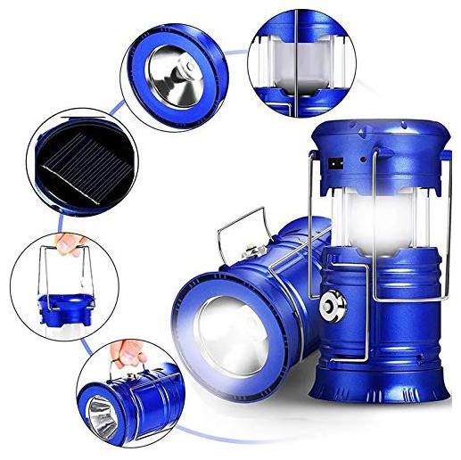 

Crystal Digital SOLAR LIGHT AND LANTERN Table Lamp For Night Light Travel Camping - Blue