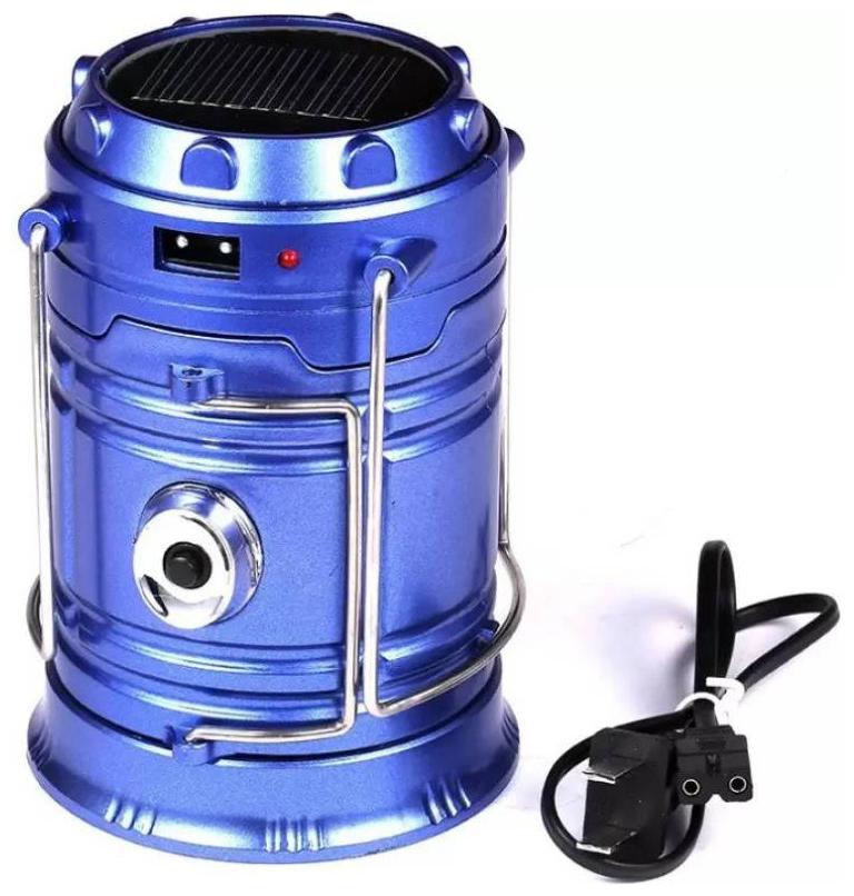 

Crystal Digital LED Solar Lamp Torch With Power Bank Blue Aluminium Plastic Table Lantern