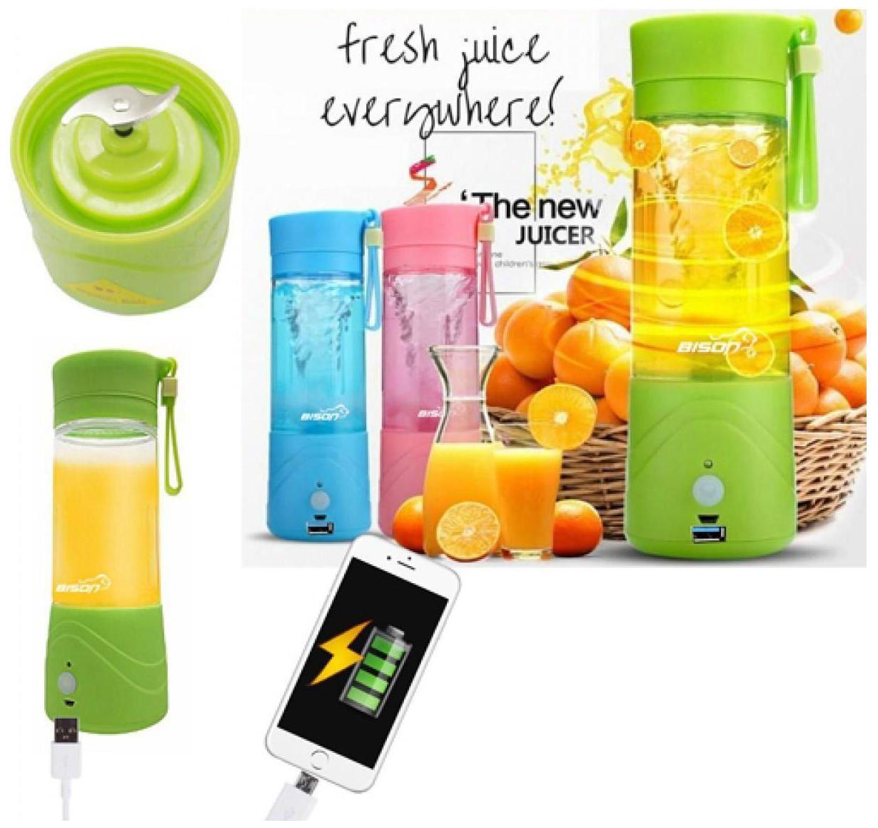 

Crystal Digital Multifunction 380ml Mini USB Electric Fruit Juicer cup Rechargeable Blender Drink (Green)