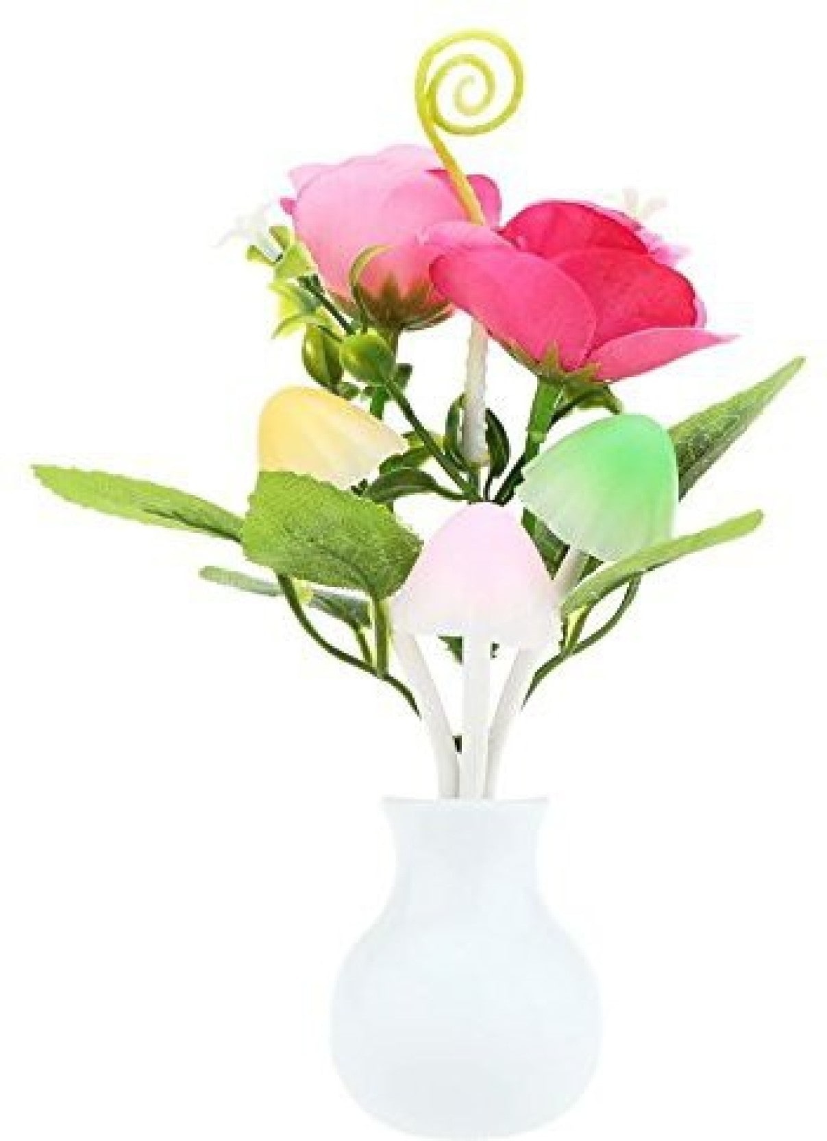 

CHG 1 pc Energy Saving Mushroom Rose Flower Lamp Light Plug in LED Night Light Colorful Automatic ON Off Sensor