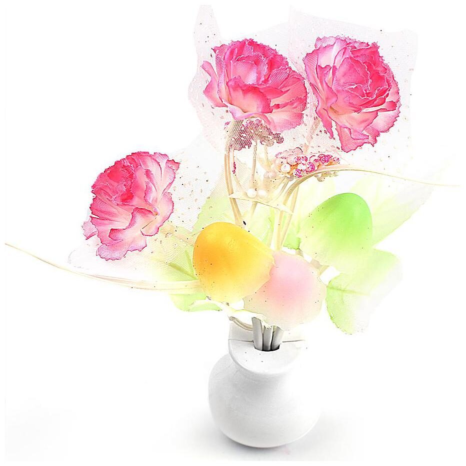 

CHG auto ON OFF sensor mushroom shape LED night lamp with multicolor light illuminated and flowers (green)