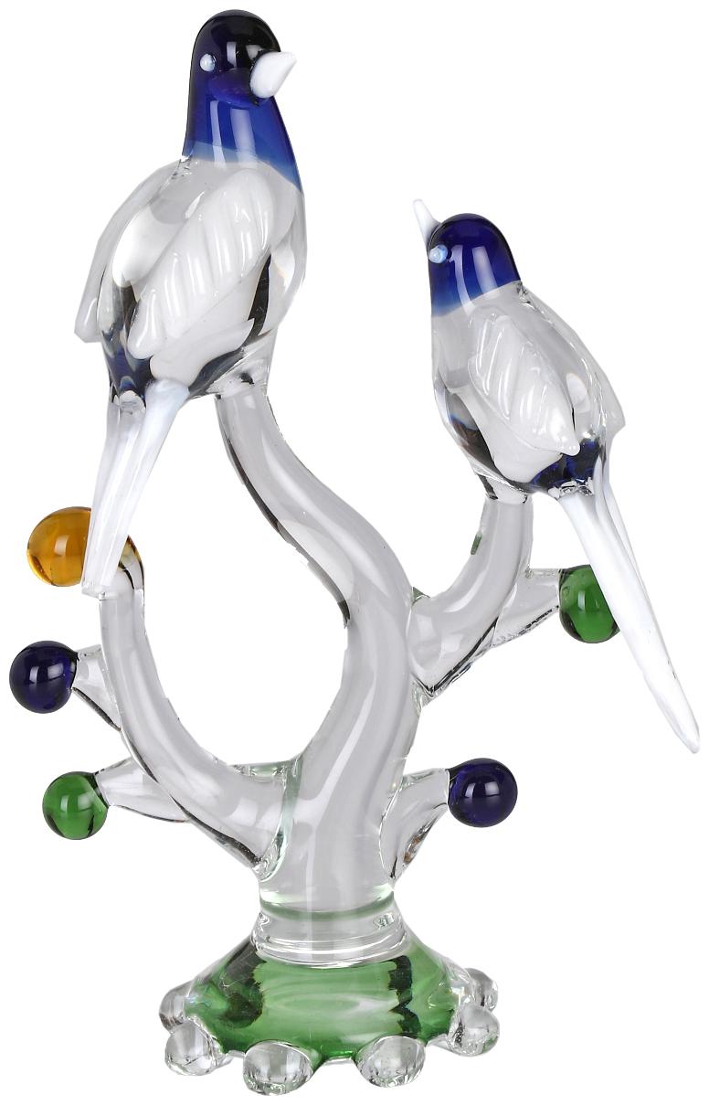 

Crystal Shining Clear Glass Natural Loving Birds Pair Relaxing On A Well-Favoured Tree JV4