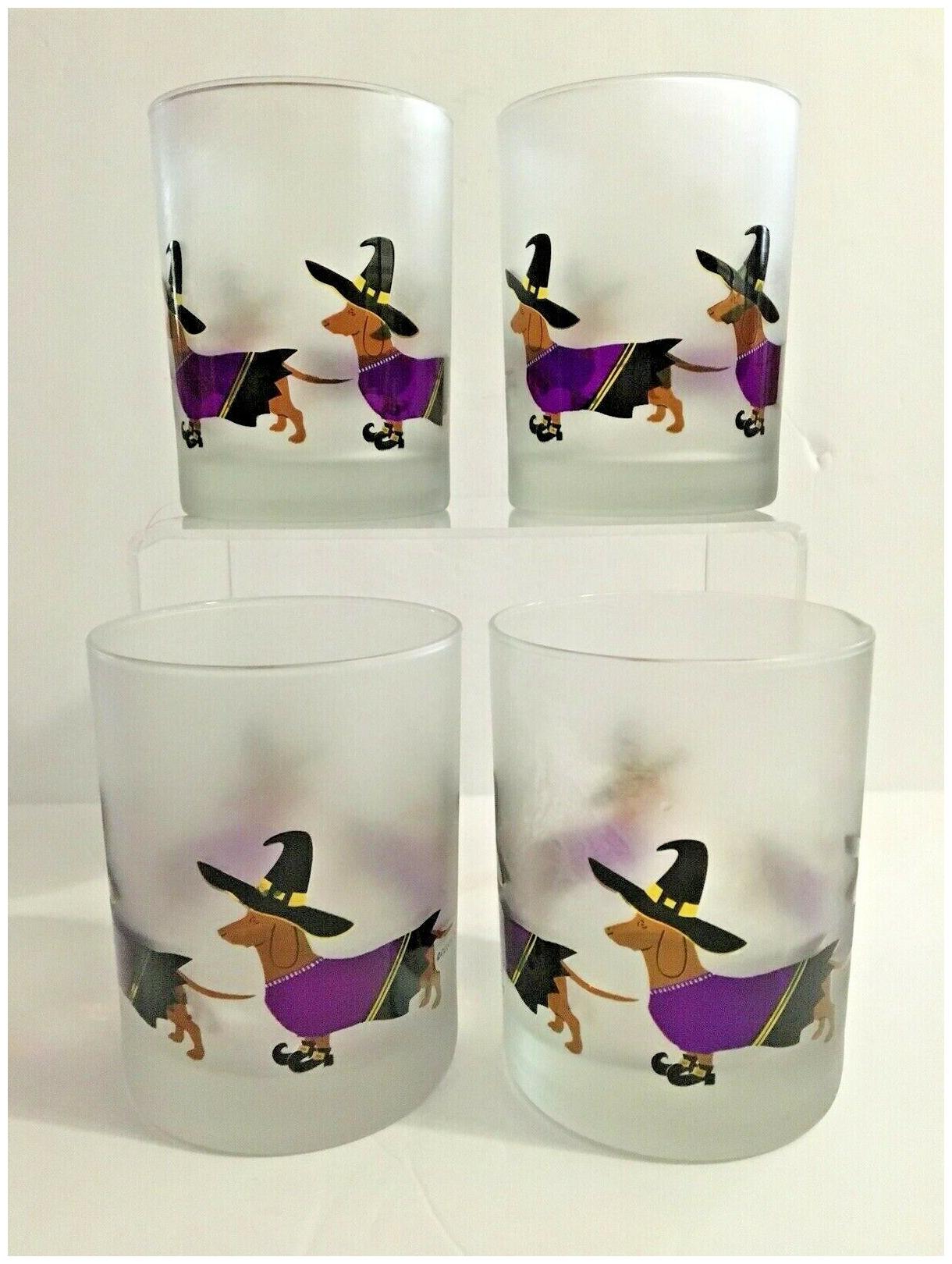 

Culver Frosted Double Old Fashioned Halloween Dachshund Witch Set of 4