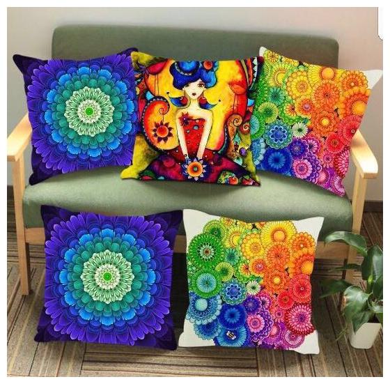 

FRIMERR Printed Jute Beige Cushion Cover ( Regular Pack of 5 )