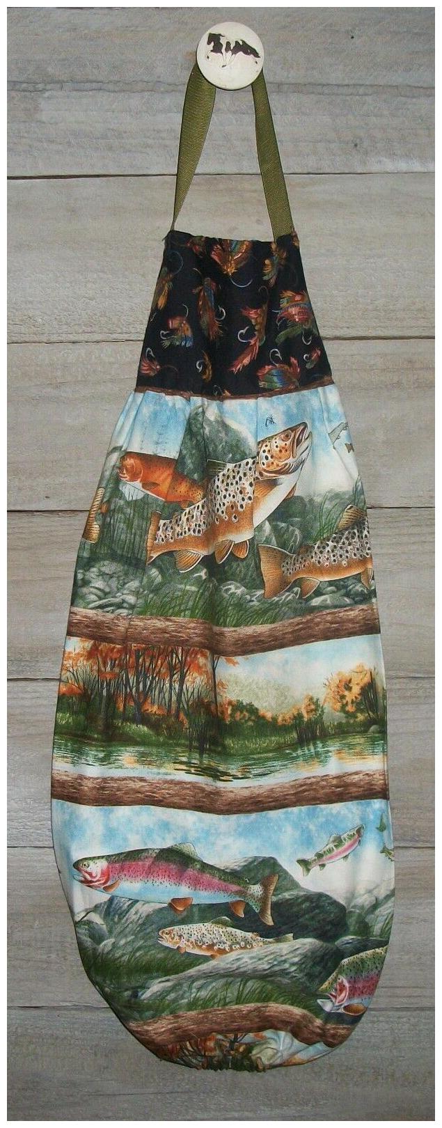 

Cutthoart Rainbow Trout Fish Lake Grocery Bag Rag Sock Holder Organizer Handmade