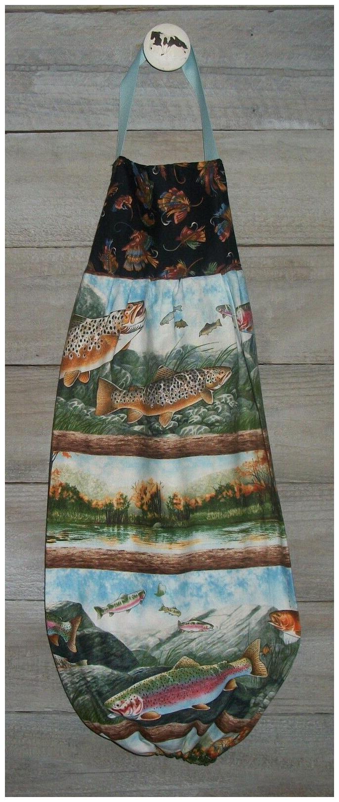 

Cutthoart Rainbow Trout Fish Lake Grocery Bag Rag Sock Holder Organizer Handmade