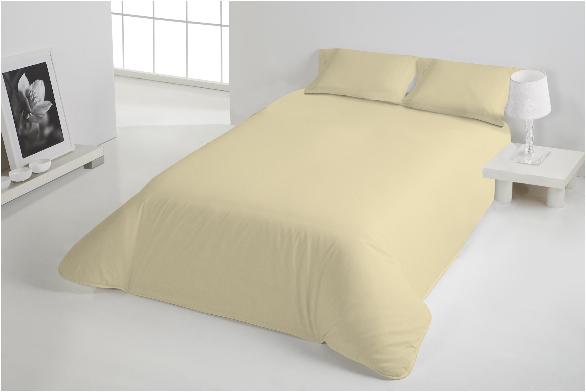 

D Decor Live Beautiful Cotton Solid Single Size Bedsheet 400 TC ( 1 Bedsheet With 2 Pillow Covers Beige )
