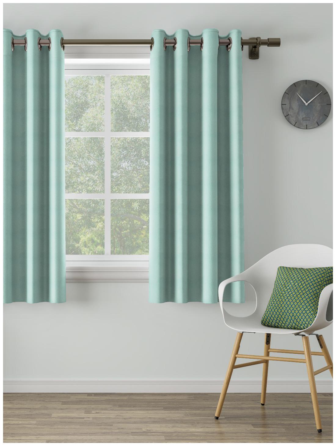 

D Decor Live Beautiful Poly Cotton Window Semi Transparent Turquoise Regular Curtain ( Eyelet Closure Plain )