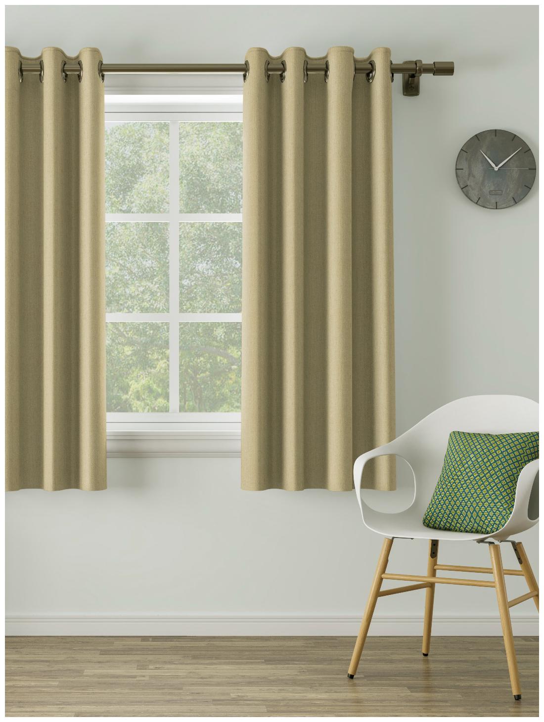 

D Decor Live Beautiful Poly Cotton Window Semi Transparent Beige Regular Curtain ( Eyelet Closure Plain )